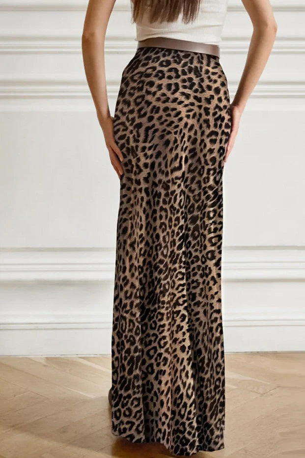 Vintage Leopard Chiffon Mermaid Maxi Skirt - Image 2
