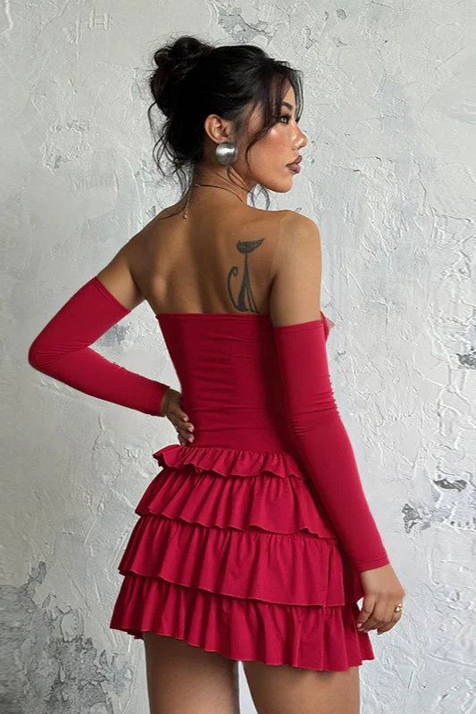 Vintage Long Sleeve Off Shoulder Mini Dress - Image 3