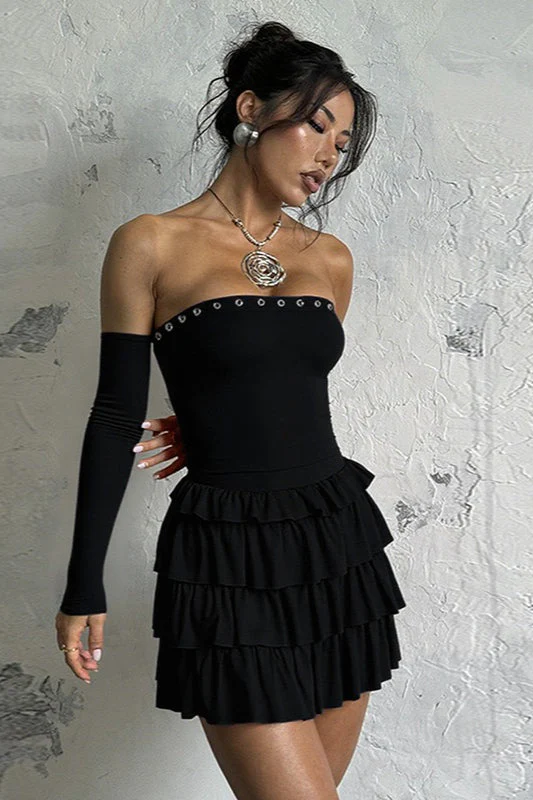 Vintage Long Sleeve Off Shoulder Mini Dress - Image 4