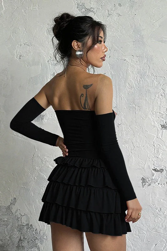 Vintage Long Sleeve Off Shoulder Mini Dress - Image 6