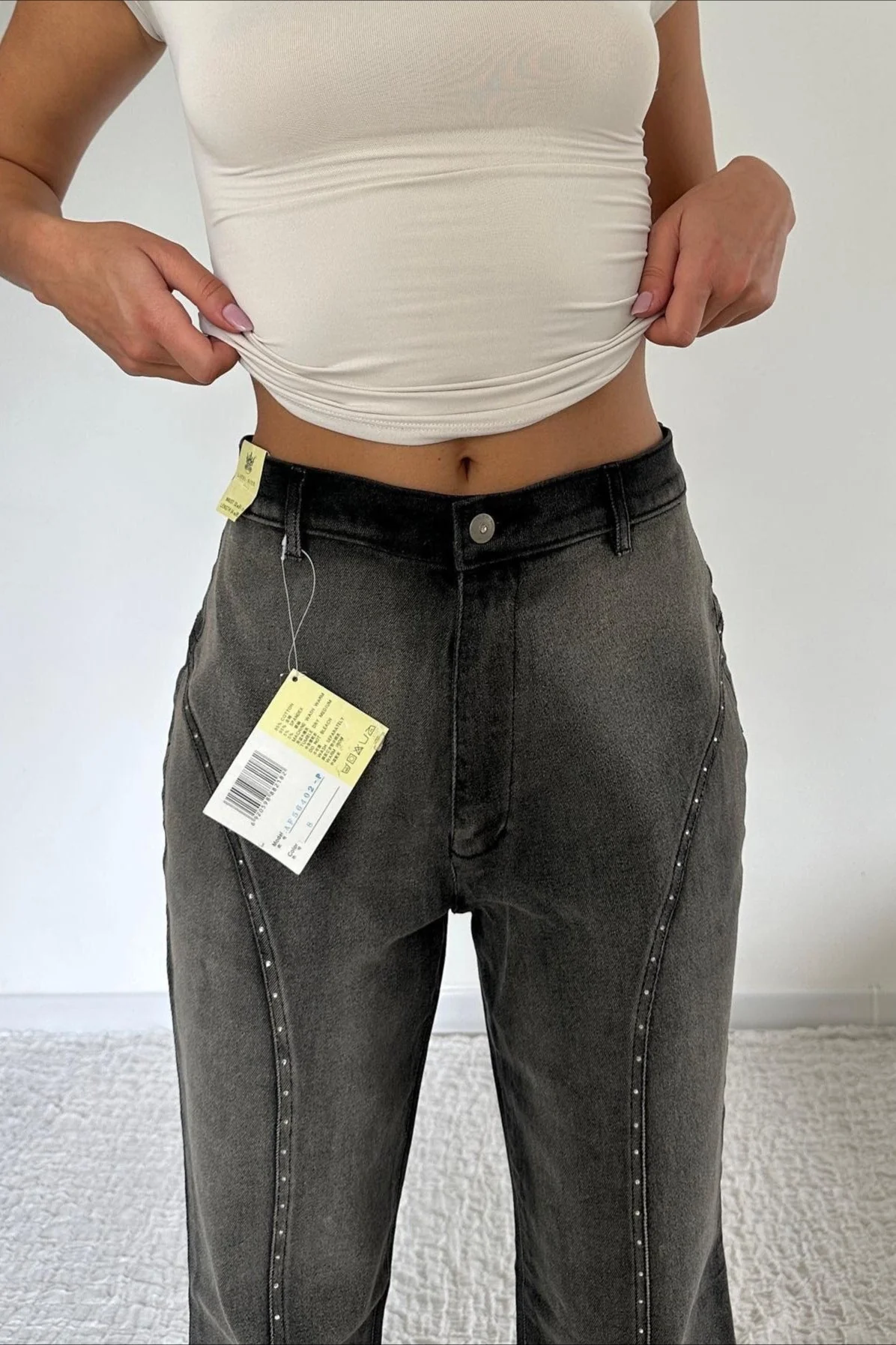 Vintage Patchwork Straight-Leg Jeans - Image 4