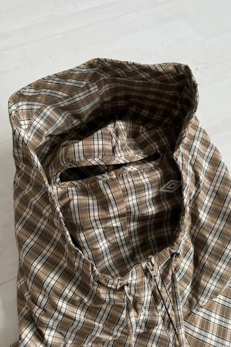 Vintage Plaid Half-Placket Masked Hoodie - Image 3