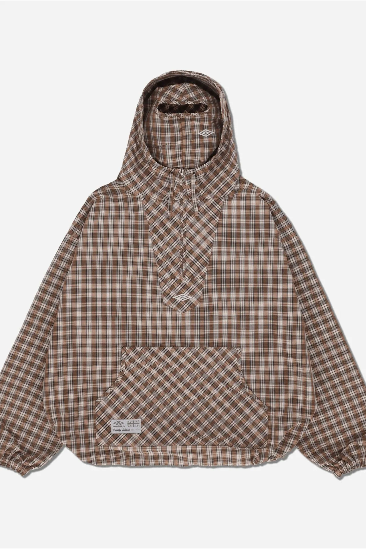 Vintage Plaid Half-Placket Masked Hoodie - Image 4