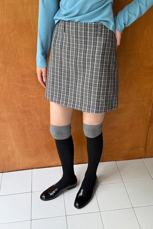 Vintage Plaid High Waist A-Line Skirt - Image 3