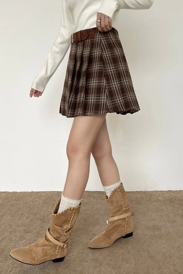 Vintage Plaid Pleated Skirt - Image 3