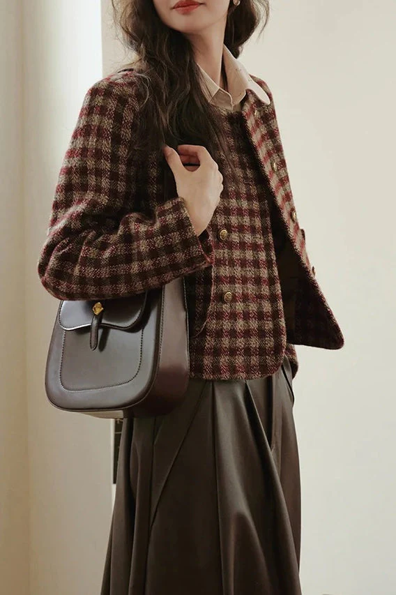 Vintage Plaid Single Breasted Jacket - Image 6