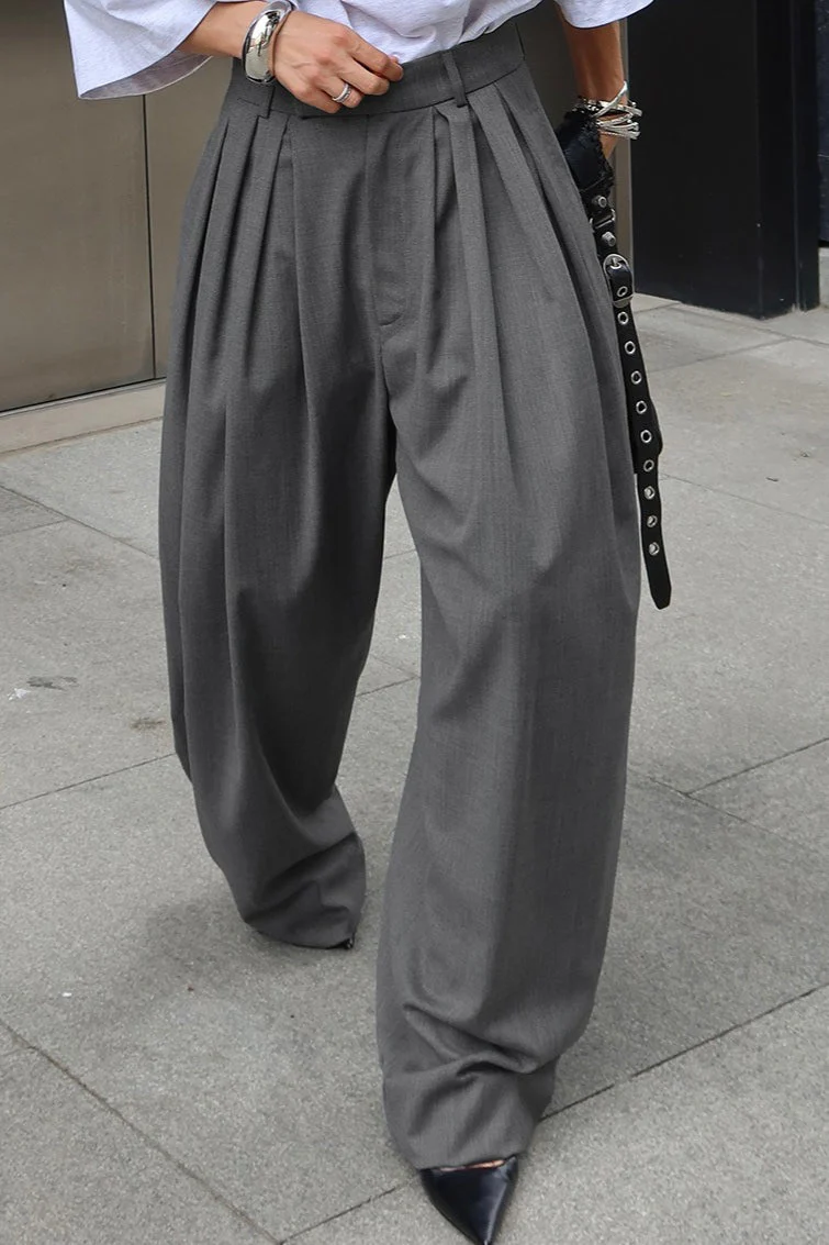 Vintage Pleated Wide-Leg Pants - Image 3