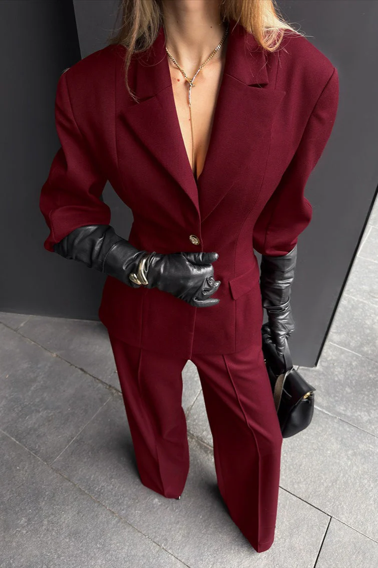 Vintage Polished Lapel Tailored Button Two Piece Set - Image 5