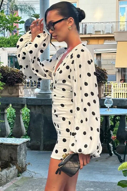 Vintage Polka Dot Bodycon Mini Dress - Image 3