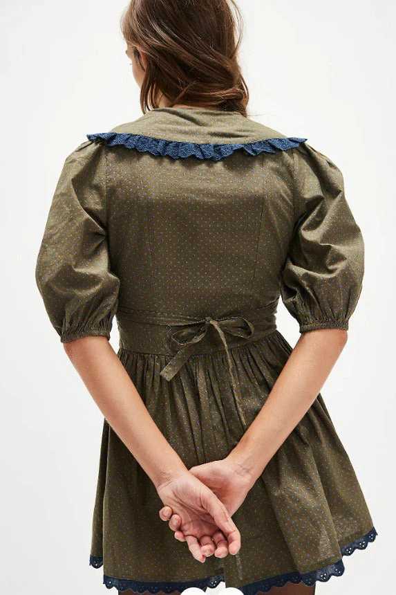 Vintage Polka Dot Peter Pan Collar Puff Sleeve Mini Dress - Image 7