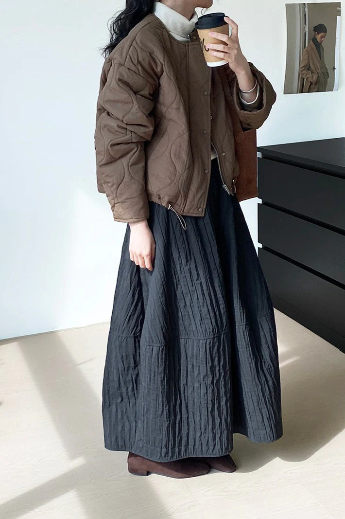 Vintage Quilted Cotton Puffer Midi Skirt - Image 8