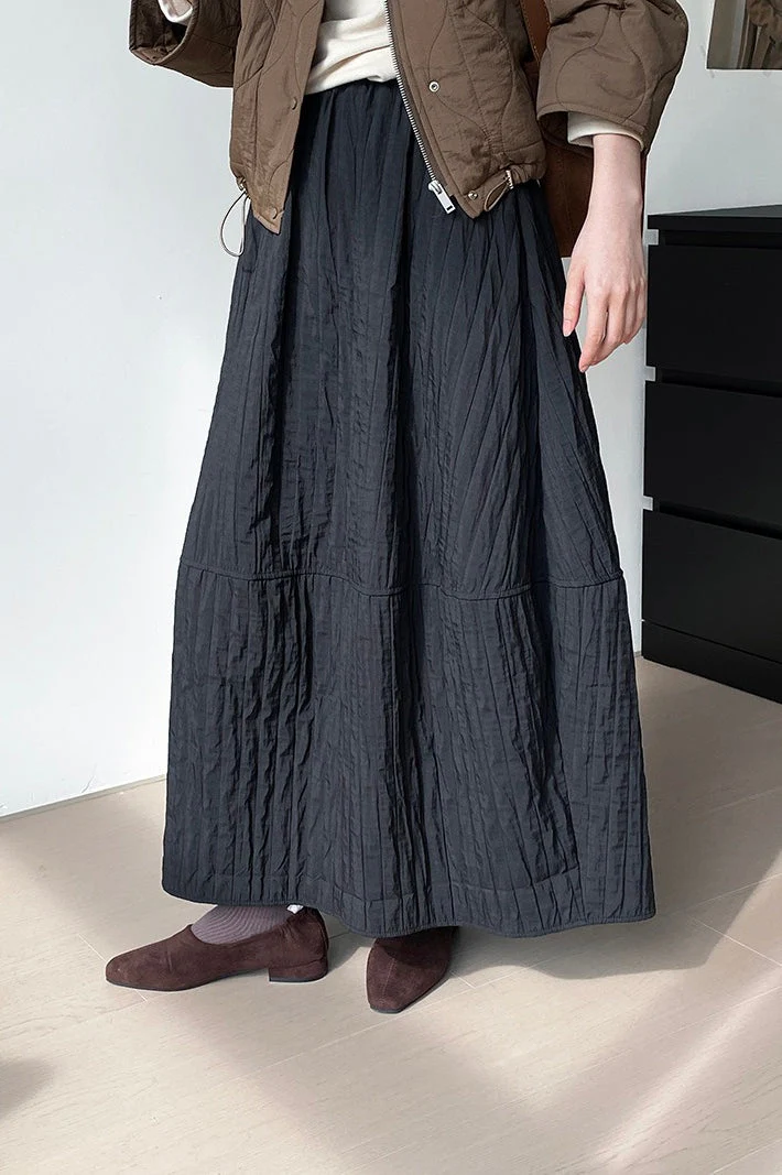 Vintage Quilted Cotton Puffer Midi Skirt - Image 9
