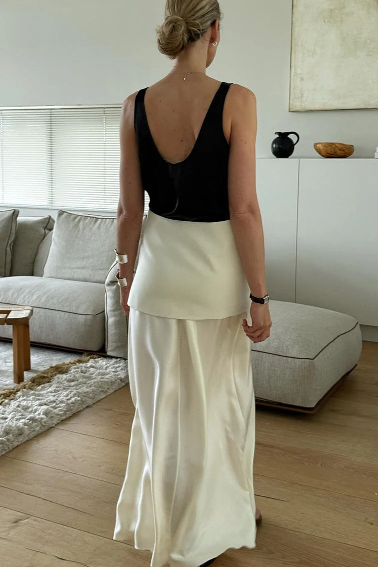 Vintage Satin High-Waist Maxi Skirt - Image 2