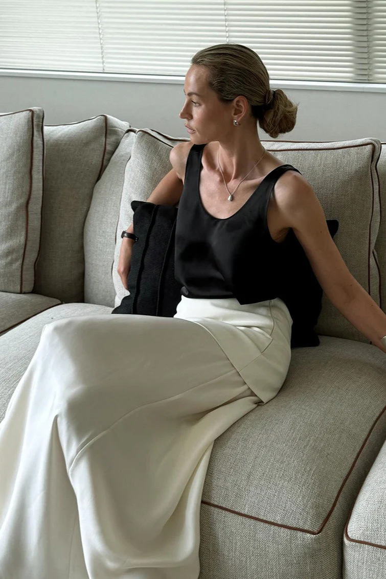 Vintage Satin High-Waist Maxi Skirt - Image 3