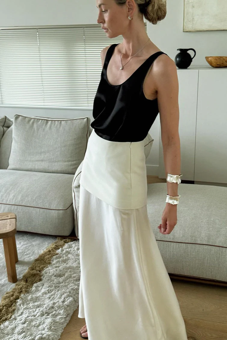 Vintage Satin High-Waist Maxi Skirt - Image 4