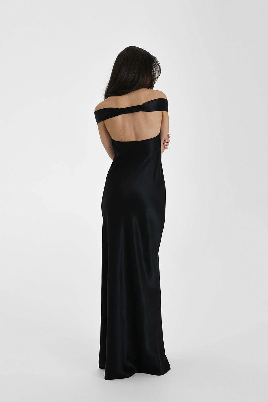 Vintage Satin Mermaid Off Shoulder Maxi Dress - Image 7