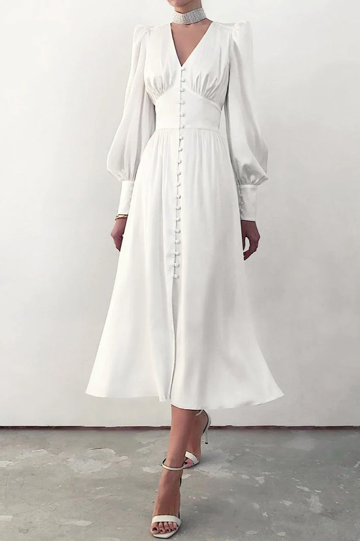 Vintage Satin Puff Sleeve Tailored Midi Dress - Image 12