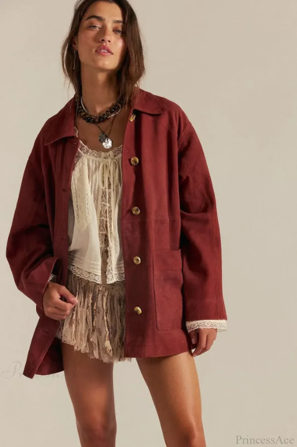 Vintage Simple Suede Single Breasted Jacket - Image 5