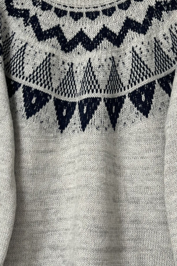 Vintage Slouchy Jacquard Loose Knit Pullover Sweater - Image 3