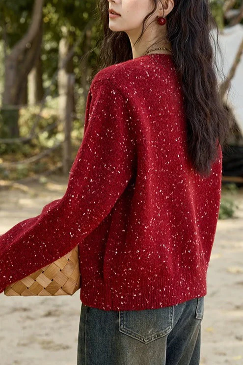 Vintage Smile Embroidery Wool Cardigan - Image 3