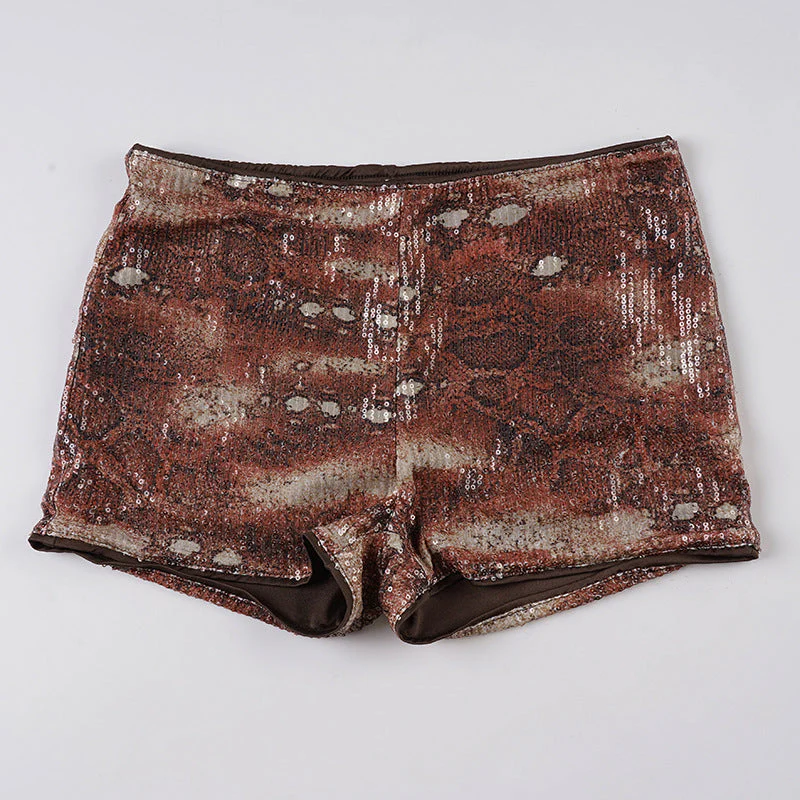 Vintage Snakeskin Sequin Low Waist Shorts - Image 5