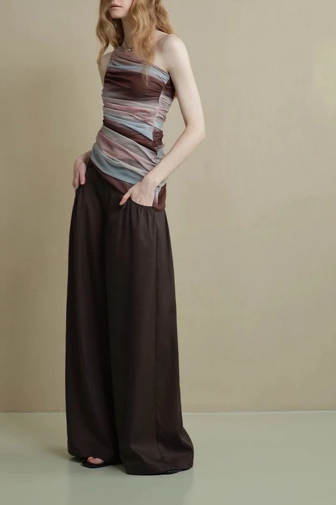 Vintage Soft Ruched Wide-Leg Pants - Image 3