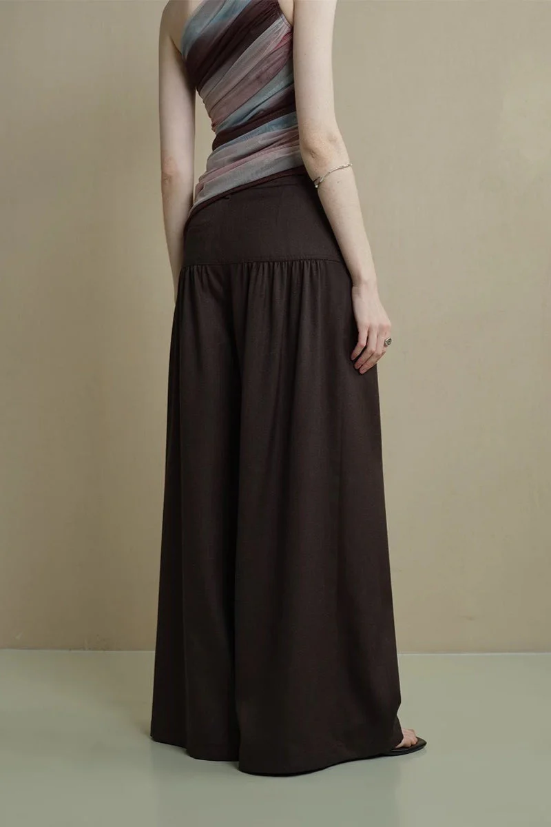 Vintage Soft Ruched Wide-Leg Pants - Image 4
