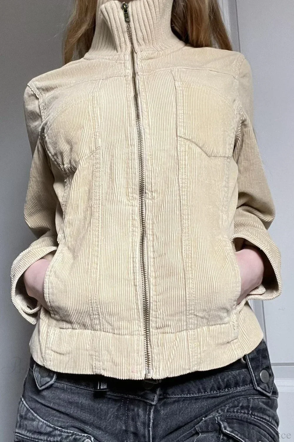 Vintage Streetwear Utility Solid Lapel Pocket Jacket - Image 3