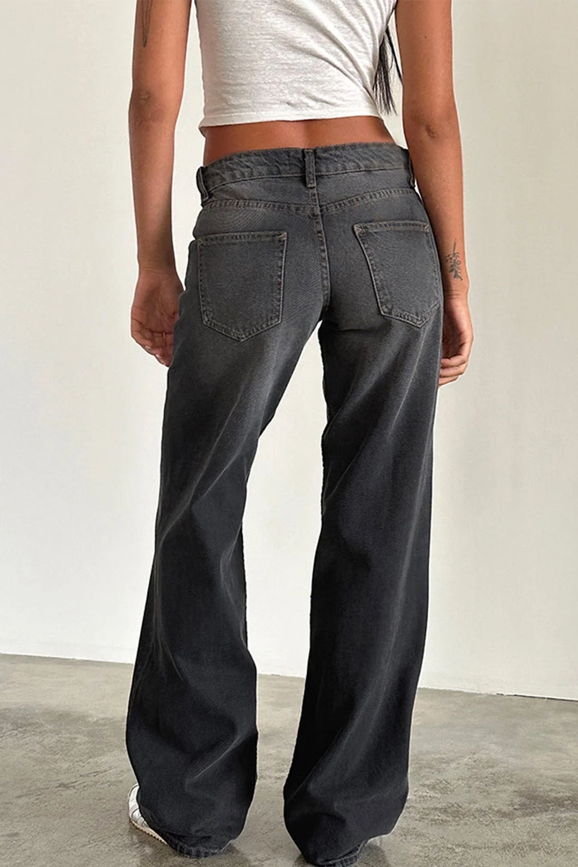 Vintage Washed Stretchy Straight Leg Jeans - Image 2