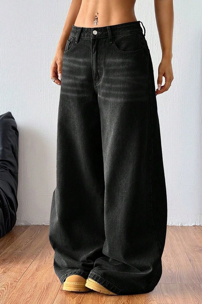 Vintage Washed Wide-Leg Jeans - Image 3