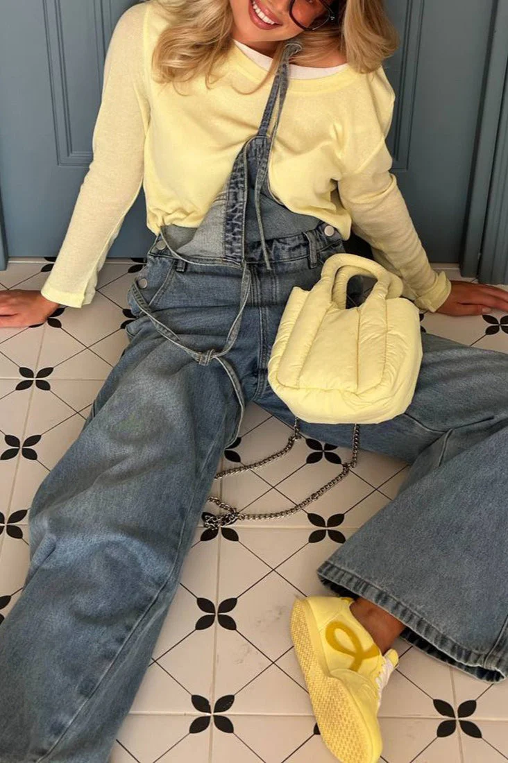 Vintage Washed Wide-Leg Overall Jeans - Image 5