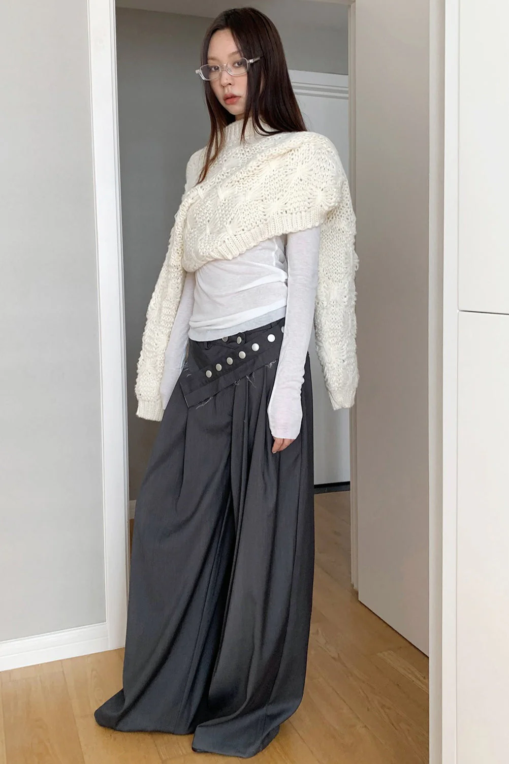 Vintage Wide-Leg Straight-Leg Pants - Image 3