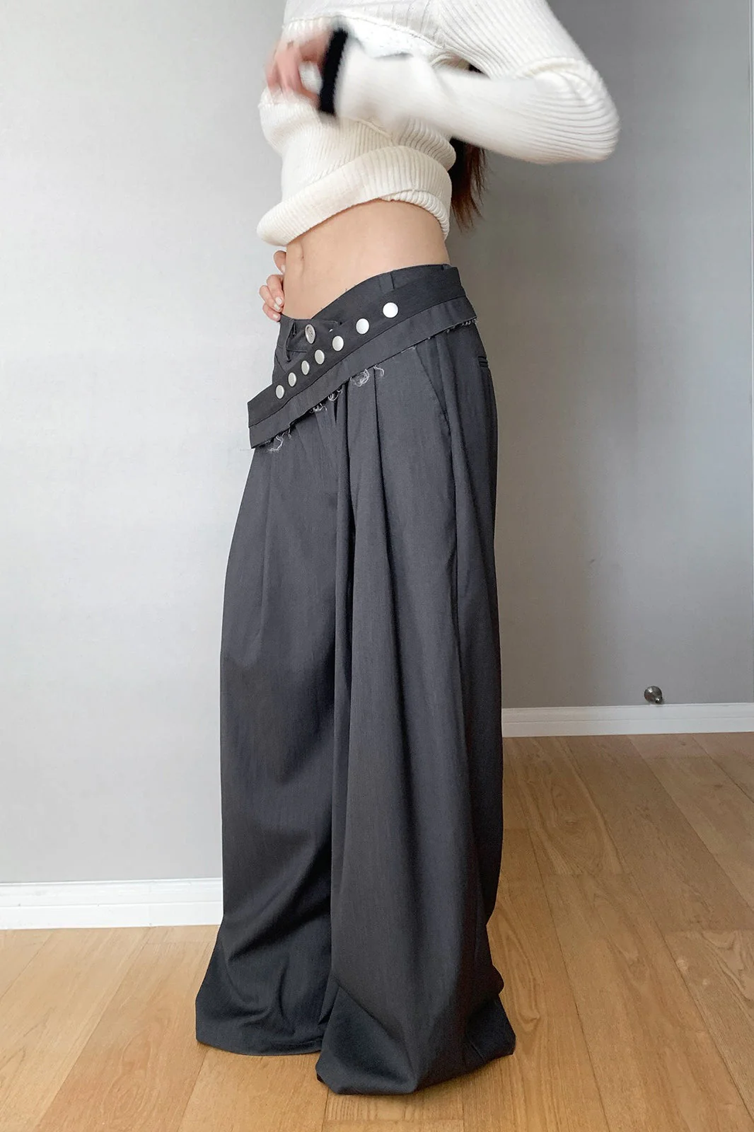 Vintage Wide-Leg Straight-Leg Pants - Image 4