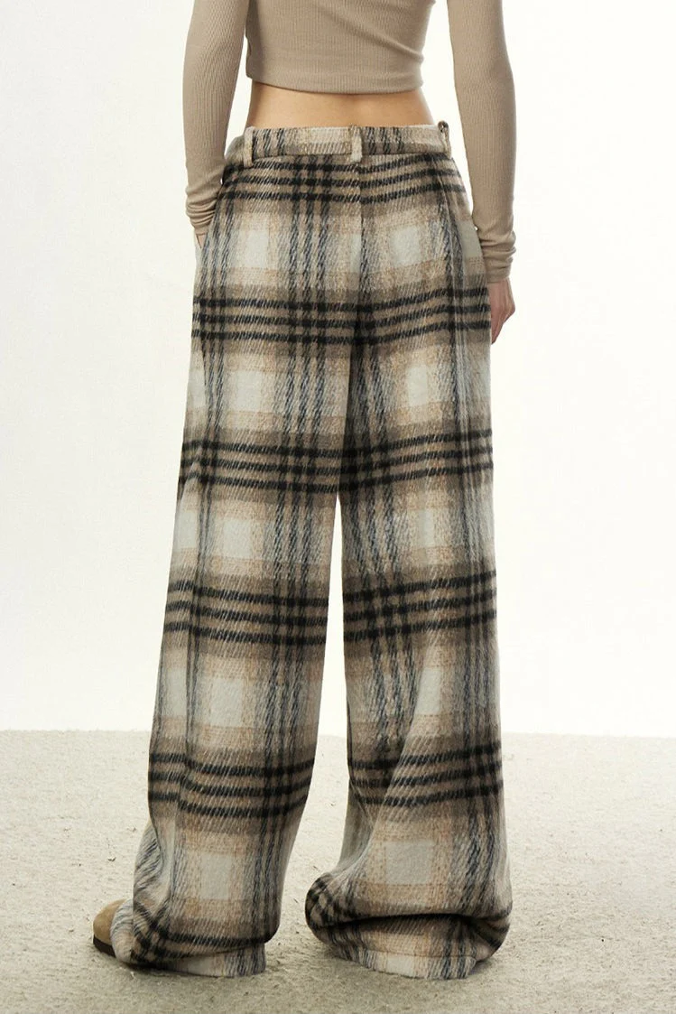 Vintage Wool Plaid Wide-Leg Pants - Image 3