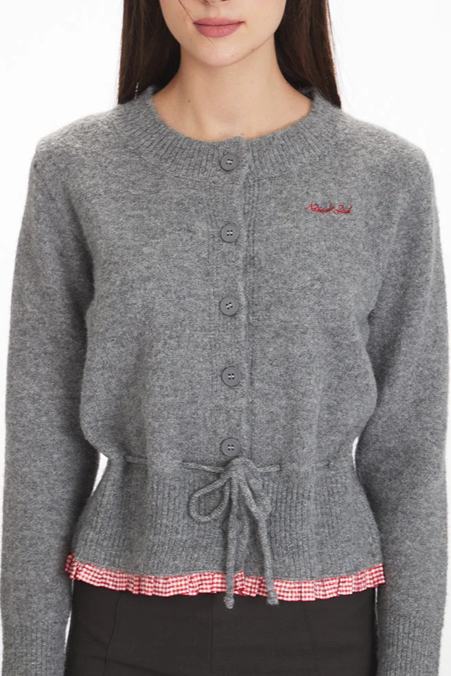 Waist-Cinched Cropped Knit Paneled Blouse - Image 3