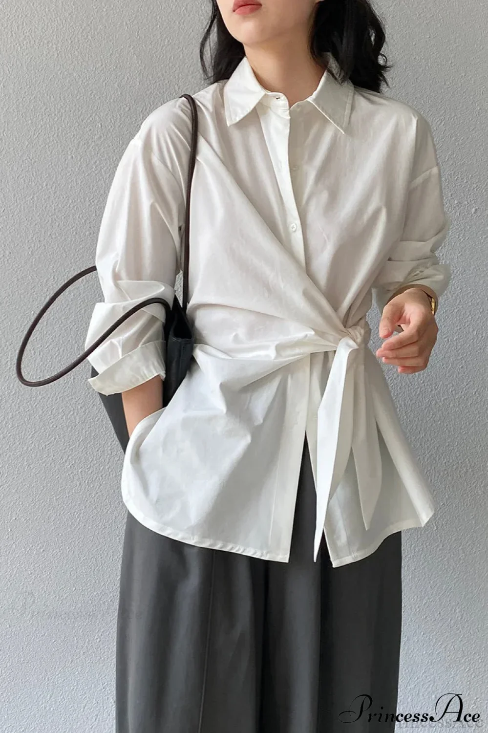 Waist Collared Mid-Length Office Blouse - Image 4