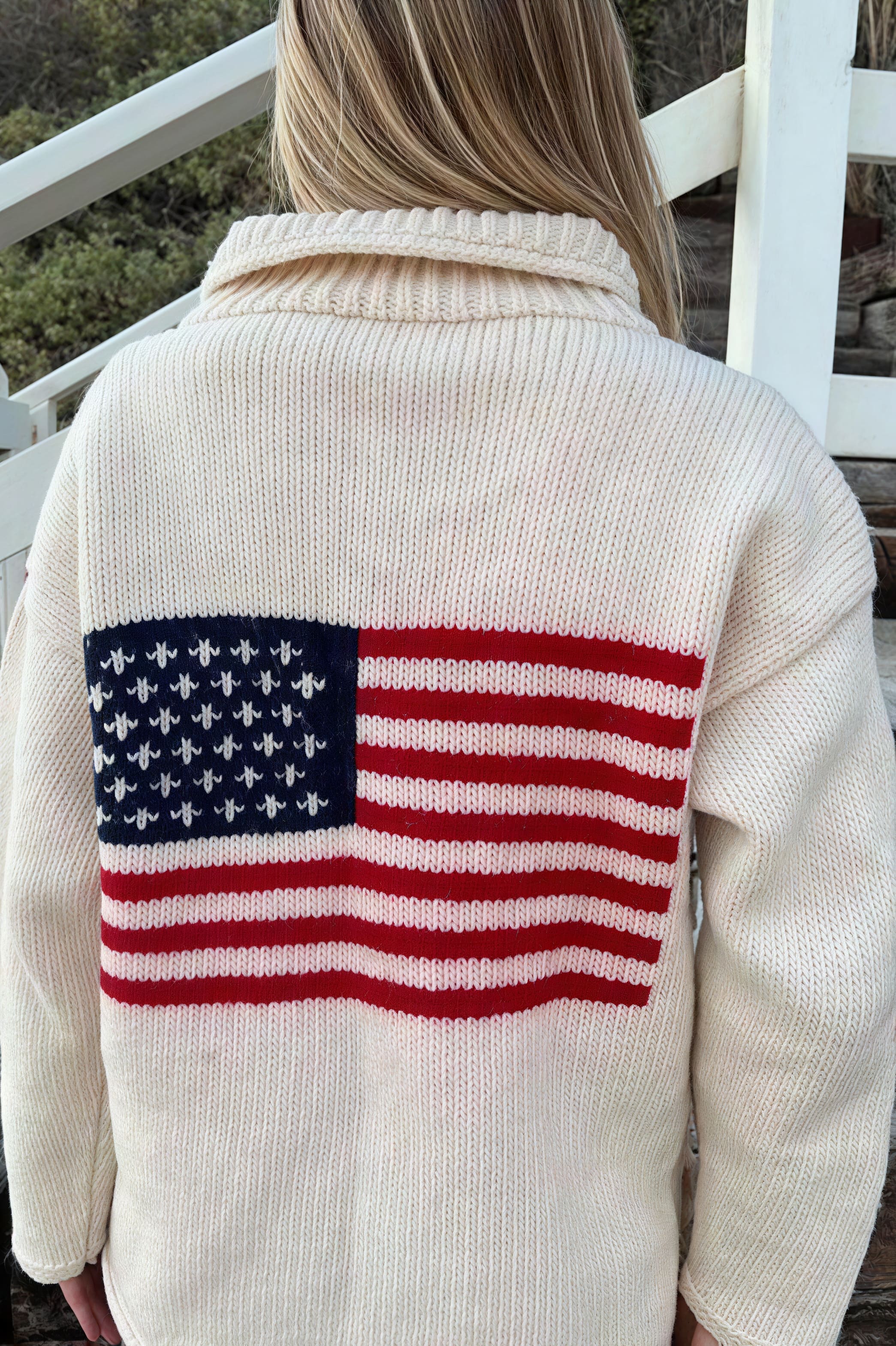 Warm Flag Print Stylish Knit Cardigan - Image 7