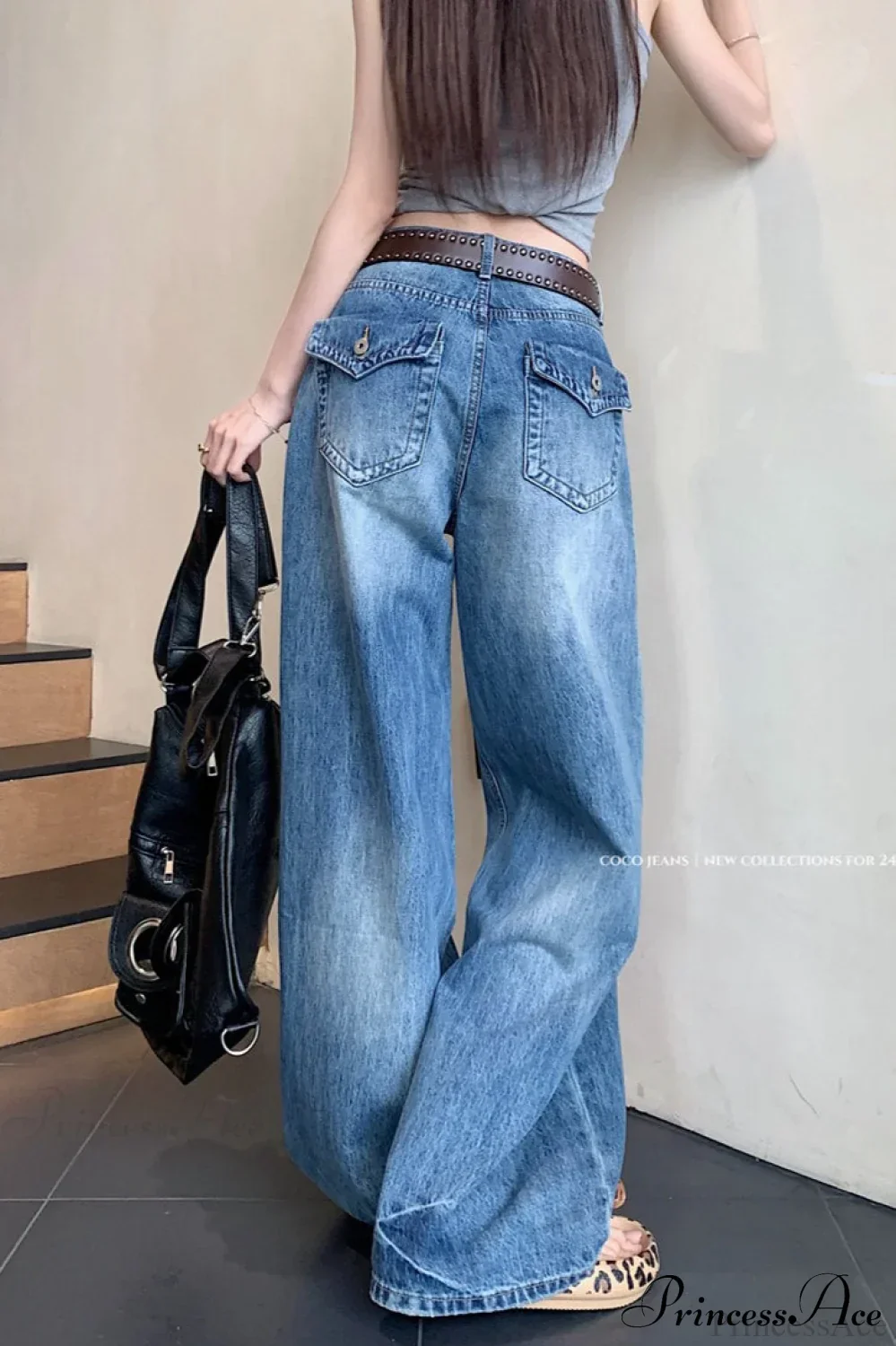 Washed High-Waisted Relaxed Straight Wide-Leg Jeans - Image 2