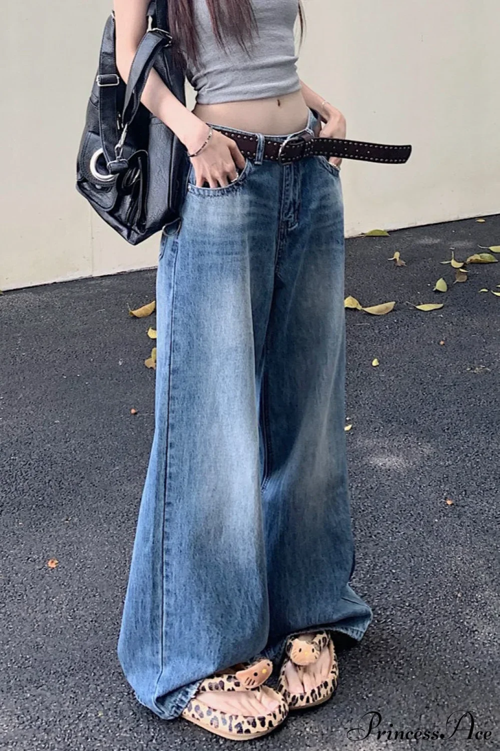 Washed High-Waisted Relaxed Straight Wide-Leg Jeans - Image 3