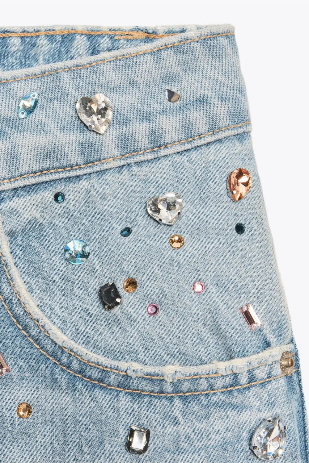 Washed Gem Straight High Waist Slim Jeans - Image 5