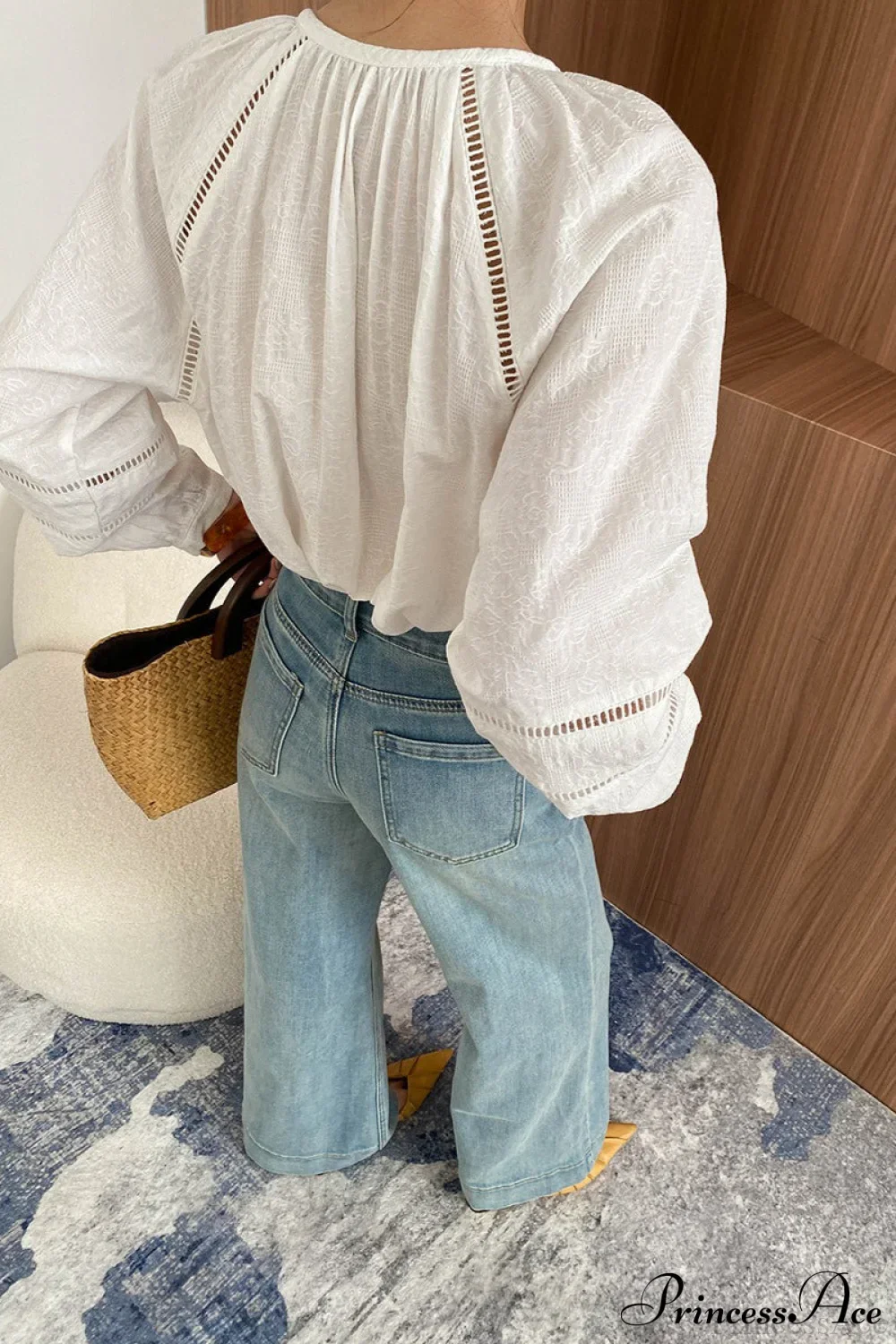 Washed High Waist Slimming Bootcut Loose Jeans - Image 3