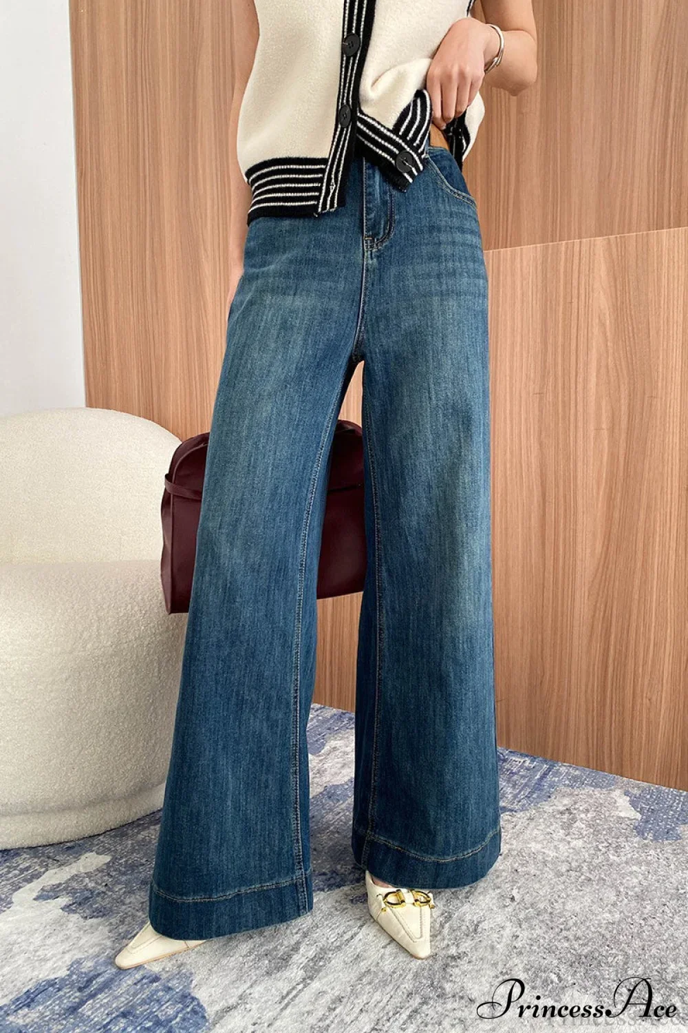 Washed High Waist Slimming Bootcut Loose Jeans - Image 4