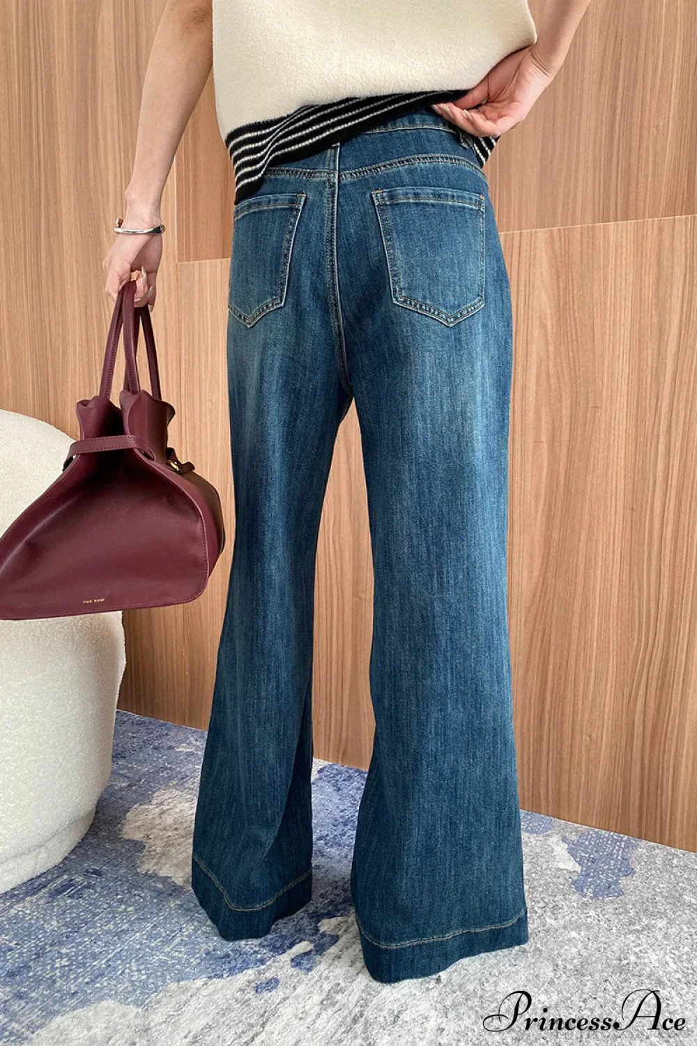 Washed High Waist Slimming Bootcut Loose Jeans - Image 5