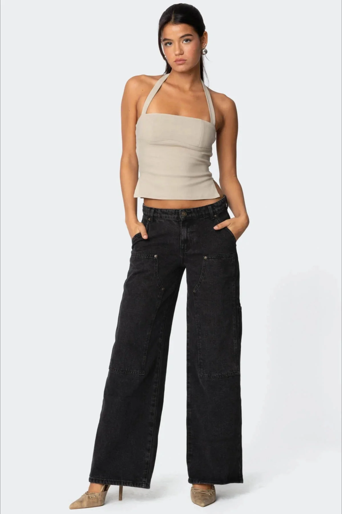 Washed Oversized Mid-Rise Cargo Pocket Straight-Leg Jeans - Image 6