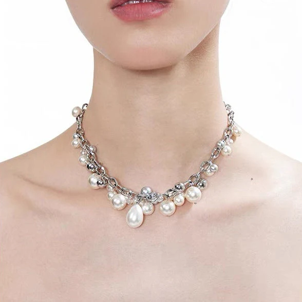 Waterdrop Pearl Double Layer Stackable NeckLace - Image 4