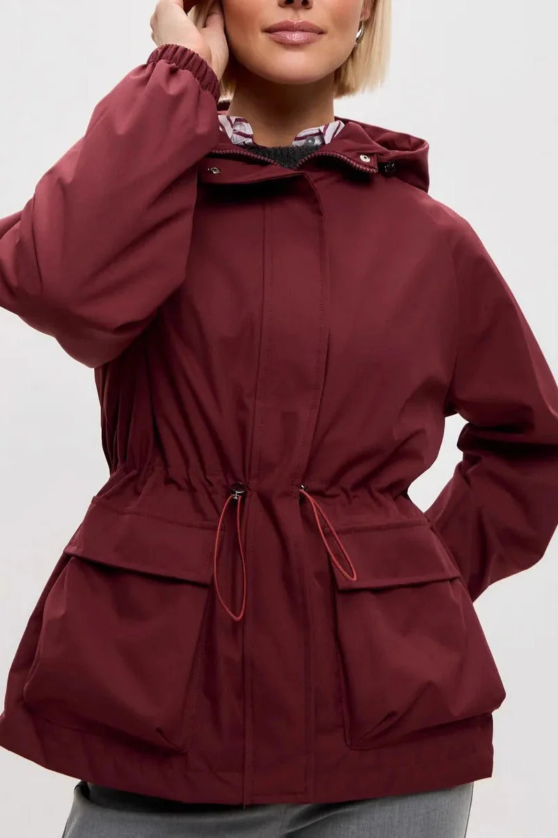 Waterproof Hooded Drawstring Loose Casual Outdoor Hiking Jacket - Image 14