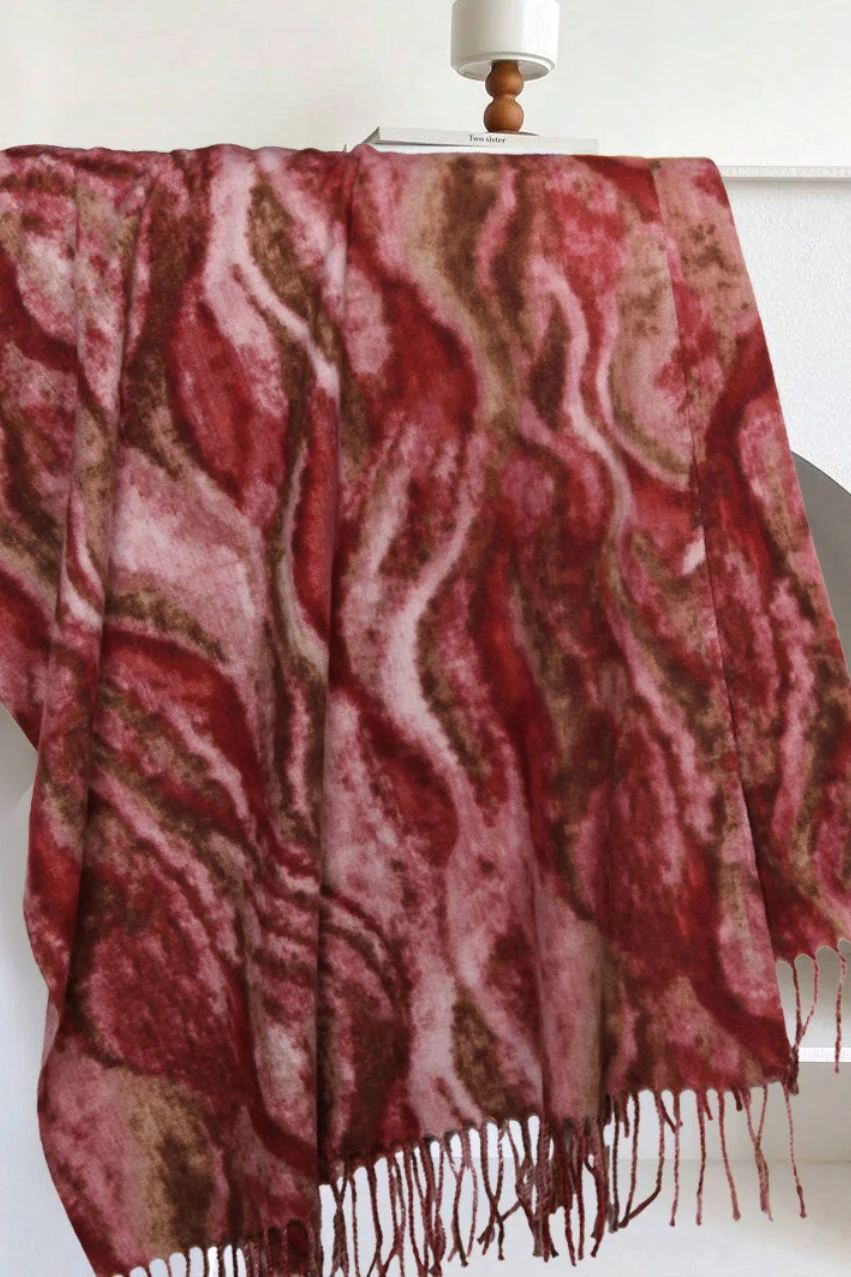 Wave Print Acrylic Blend Scarf - Image 4