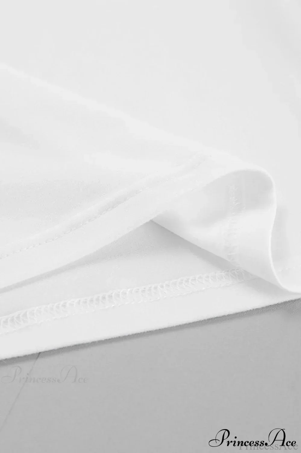 White Asymmetrical Neck Cold Shoulder Knit Long Sleeve Tee - Image 5