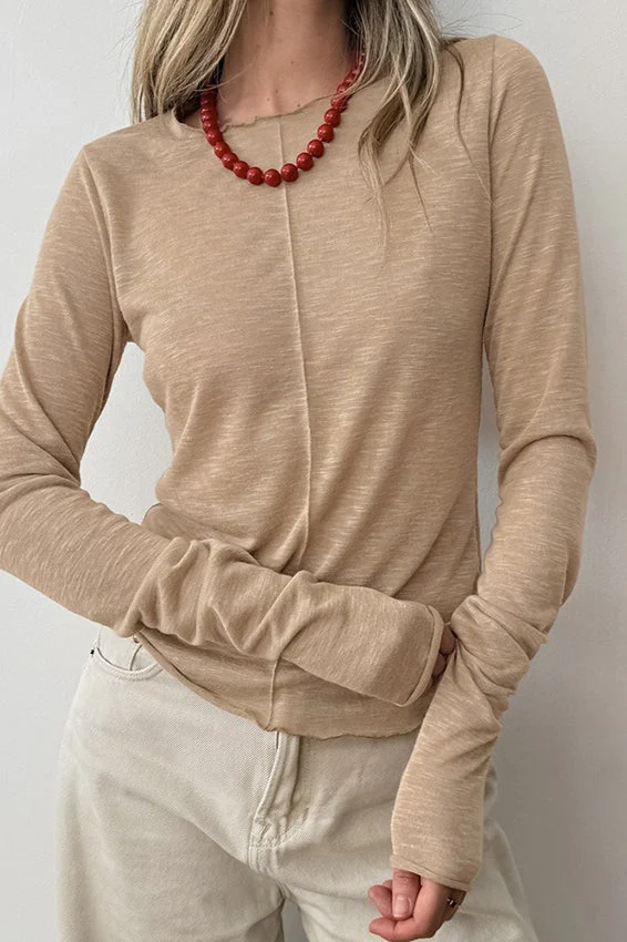 White Crew Neck Long-Sleeve Layering Knit Top - Image 2