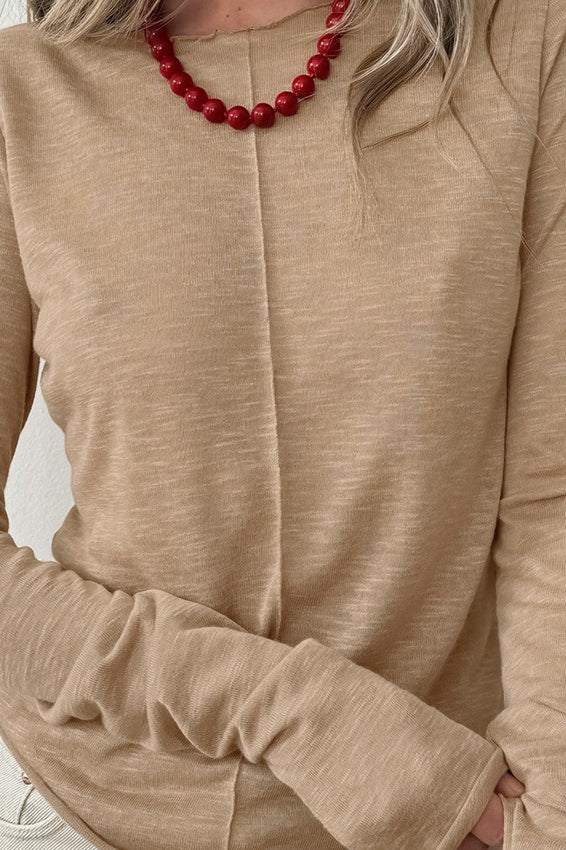 White Crew Neck Long-Sleeve Layering Knit Top - Image 3